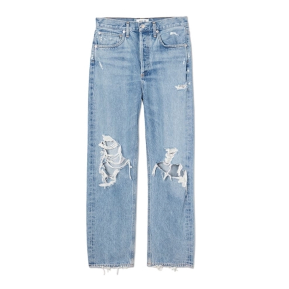 Agolde 90s Ripped Mid Rise Loose Fit Button Fly Distressed Jeans Size 25